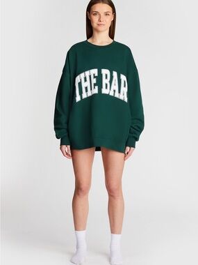 The Bar Oversized Sweatshirt VARSITY SWEATSHIRT HUNTER GREEN Sz XL